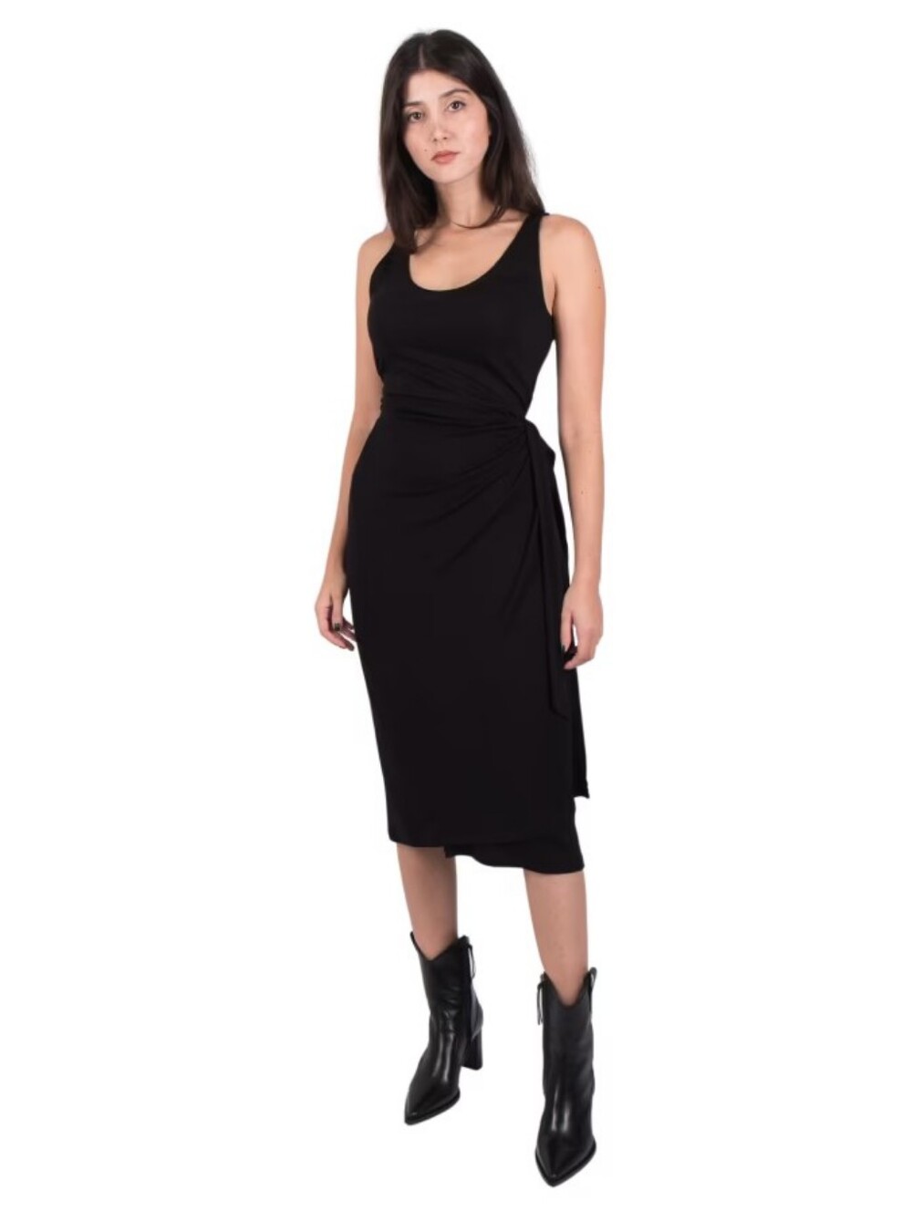 Vince Scoop Neck Wrap Tank Jersey Midi Dress Sleeveless Modal M